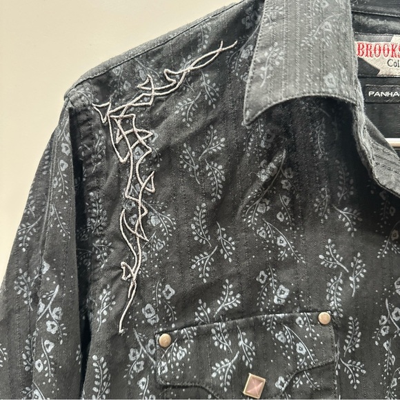 Brooks & Dunn Panhandle Slim Shirt Womens Large Black Pearl Snap Long Sleeve - Picture 3 of 16